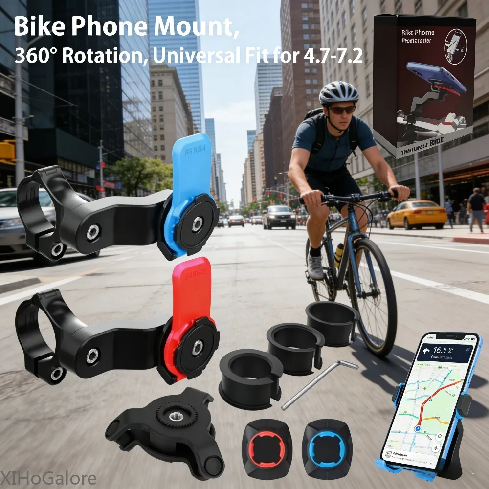 

Anti Vibration 360 Rotatable Motorcycle Phone Holder Universal Handlebar Bracket For GPS Navigation Damper Support Clamp Set