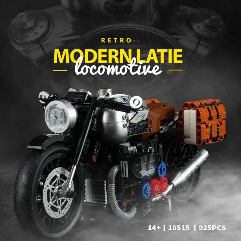 

OUZEY Retro Cafe Motorcycle Building Blocks, 14+ DIY Model Kits with Mechanical Parts, Adult Collection Gift for Men