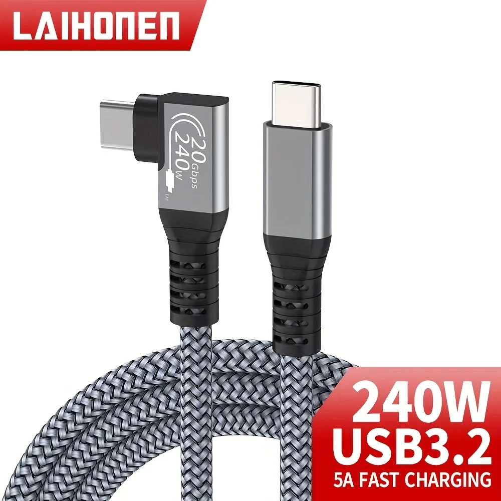 LAIHONEN USB C to USB C data cable 20Gbps USB C Gen 2 cable  feet 4K display cable 240W PD charging compatible for iPhone 15 Pro