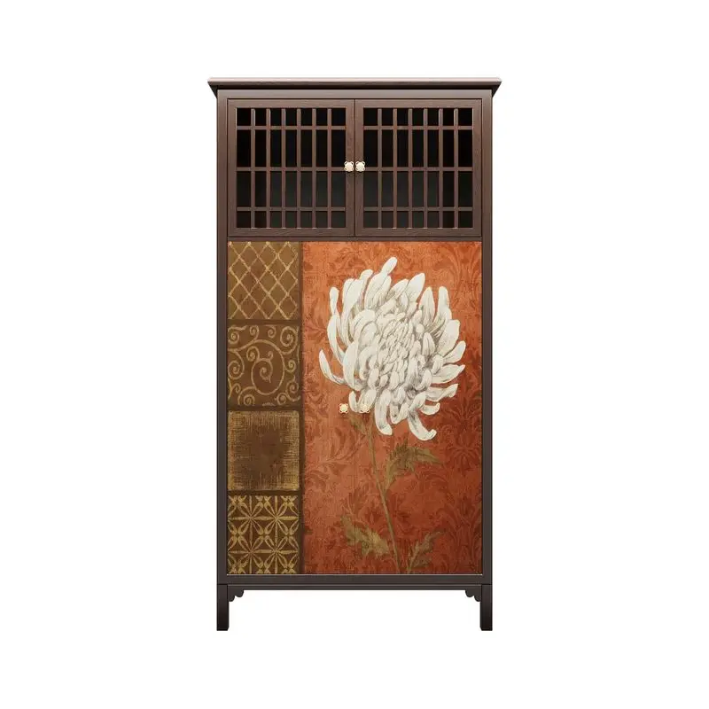 Medieval art solid wood TV cabinet, bedroom living room home bedside table c