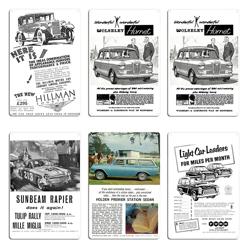 The Hillman Motor Car Company Hillman Fourteen 1929 Vintage Advert WOLSELEY HORNET ADVERT Wonderful Metal Tin Sign Poster