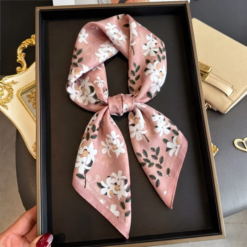 

Hijab Print Scarf Silk Luxury Women's Shawls Headband Wraps Neckerchief Bandana Ribbon Designer Hair Bands Foulards Neck Scarf