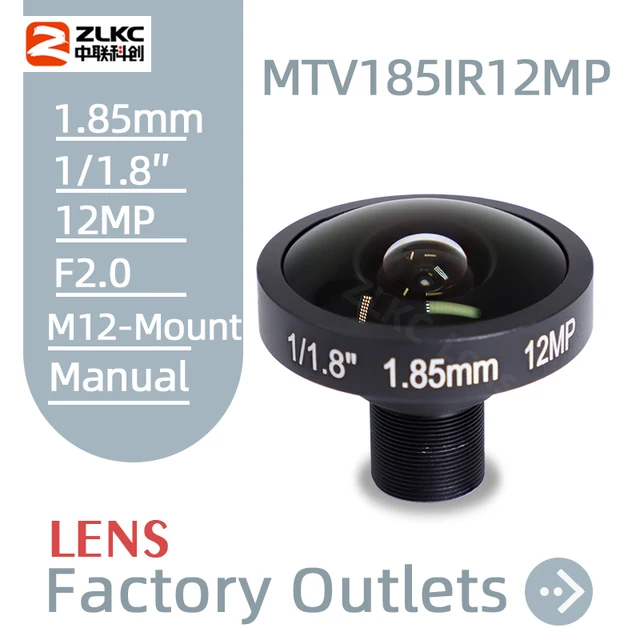 ZLKC obiektyw typu rybie oko 4K 1.85mm M12 obiektyw 1/1.8 Cal HD 12 megapikseli makro obiektywy kamery przemysłowej 12MP dla IMX178 czujnik IP aparat szerokokątny