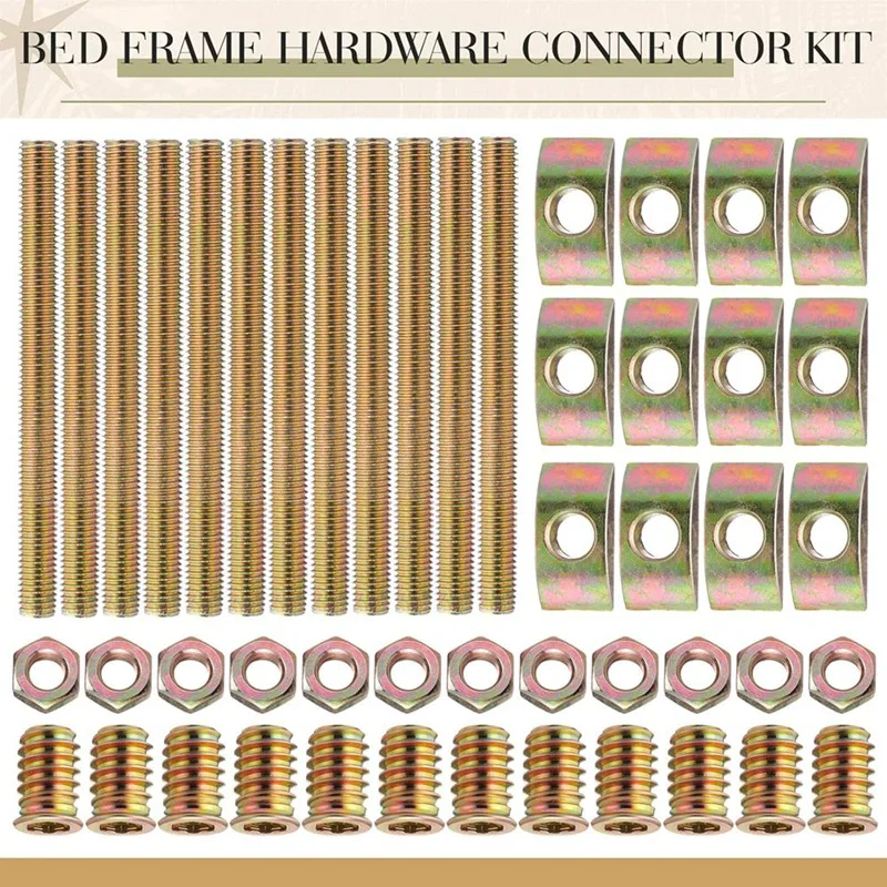 12PCS Bed Frame Hardware Connector Kit M8x100 Mm Panel Furniture Wardrobe Four-I N-One Connectors Fittings,Bed Assembly