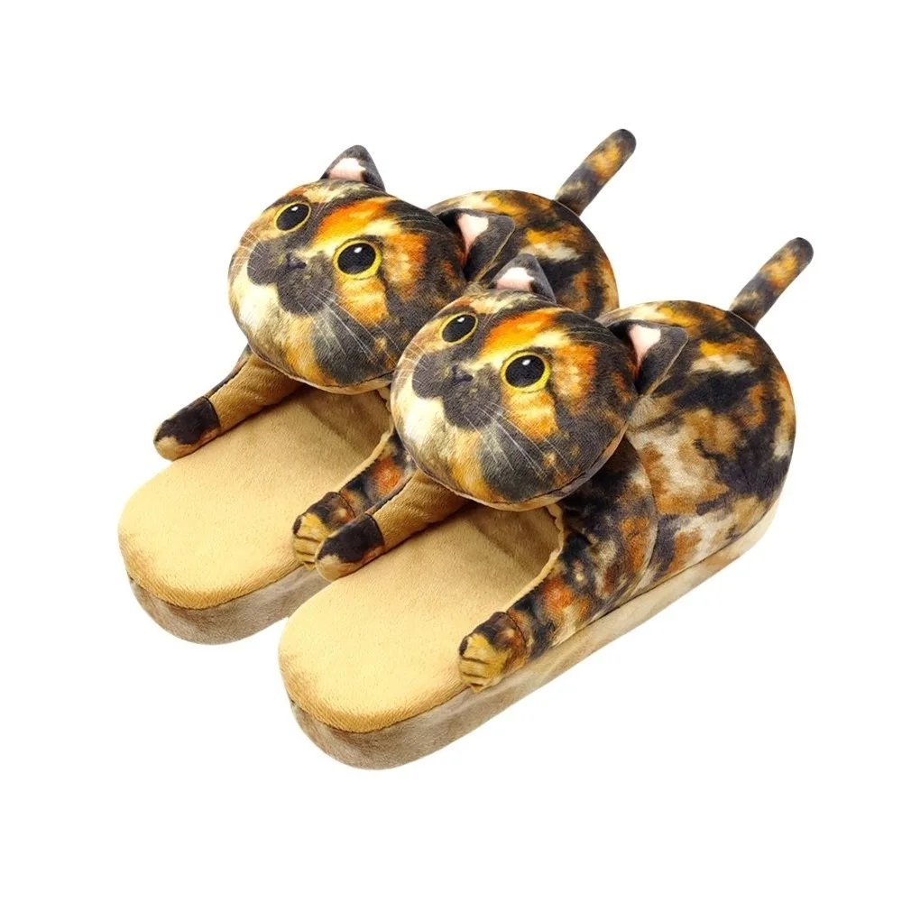 

Orange Cat EVA Cat Hugging Slippers Thick Sole Soft Plush Kitty Slippers Animal Creative Winter Fluffy Slides Girls