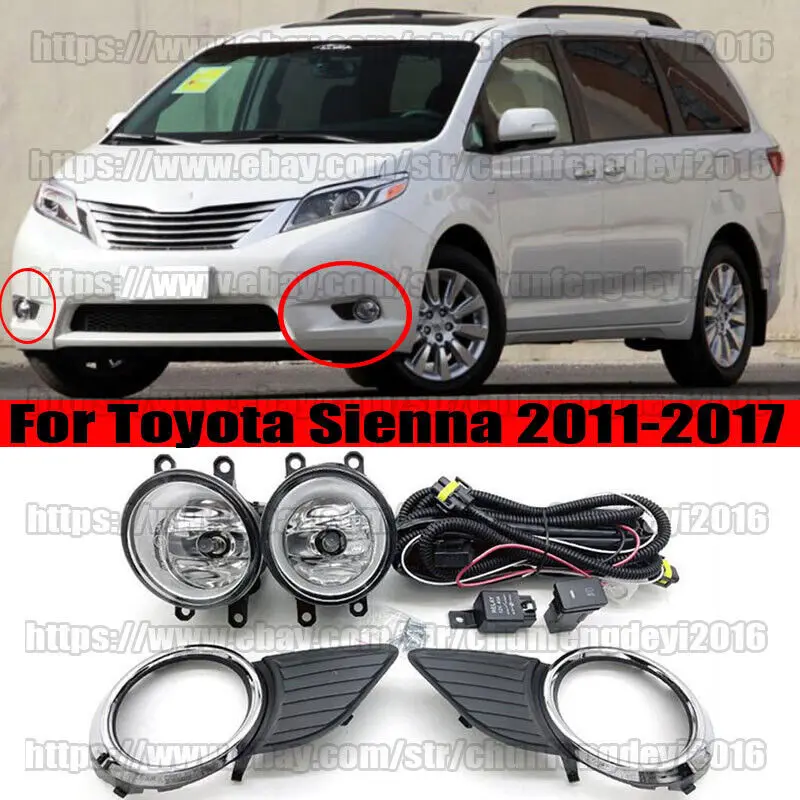 

2PCS LED Bumper Fog Light Lamps Covers Switch Wiring Kit trim For Toyota Sienna 2011-2017 car accessories