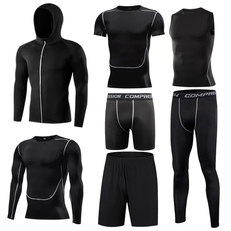 Men\'s Sports Suit Compression Tracksuit Fitness Gym Clothes For Jogging Sets Running Sportwear Training Exercise Workout Tights