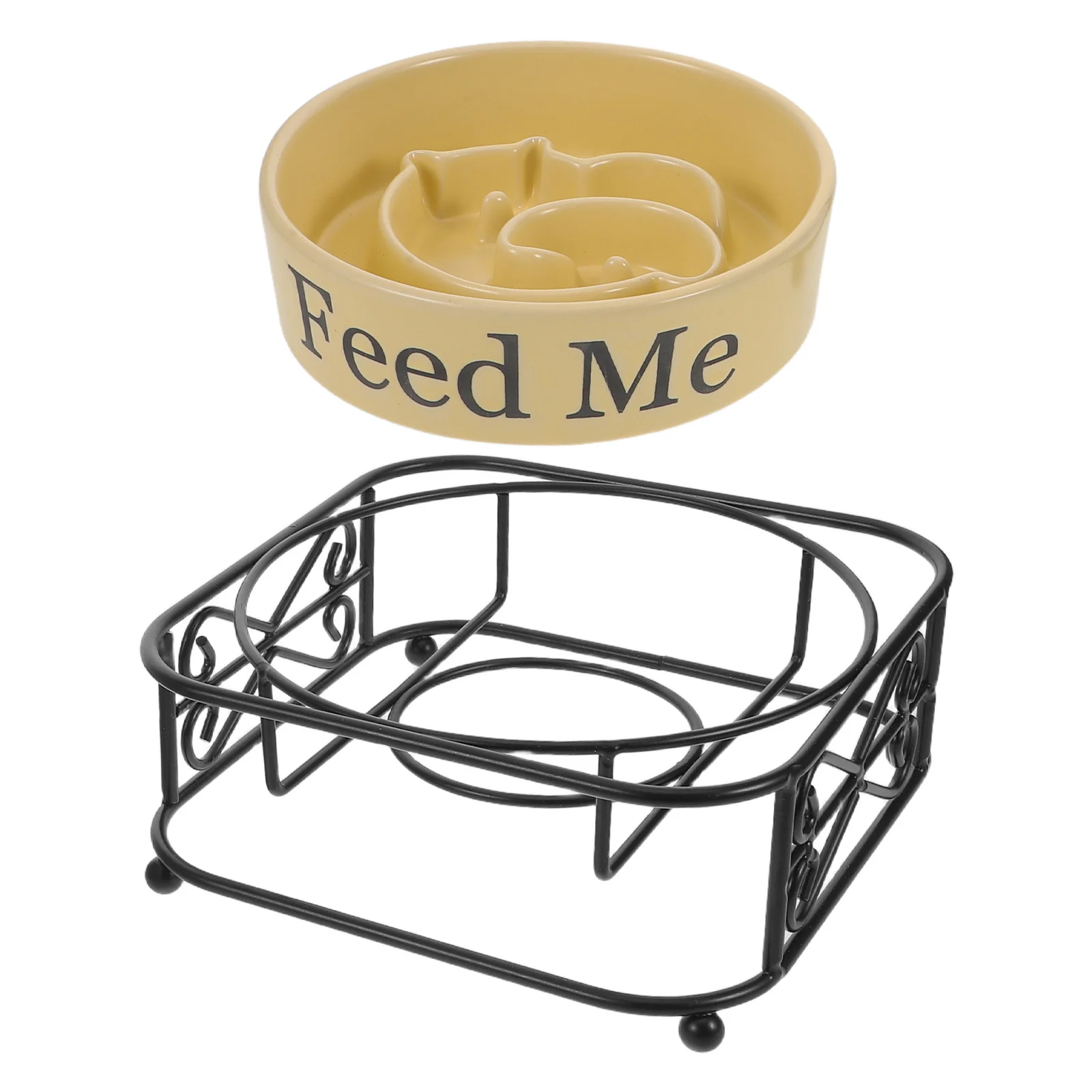

Ceramic Slow Feeder Dog Bowl Non-Tip Stable Base Puzzle Pattern Slow Eating Cat Dog Puzzle Feeding Bowl Elevated Anti-Gulping