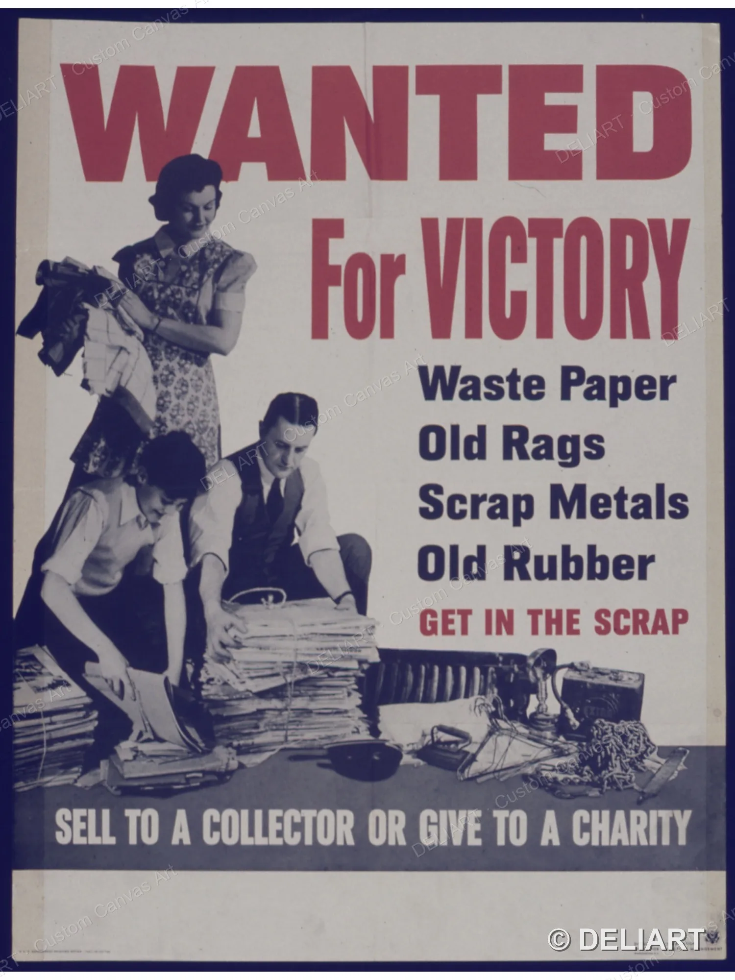 WANTED FOR VICTORY Vintage WWII Propaganda Canvas Wall Art Poster Print 1940s War Effort Military Home Front Retro Unframed