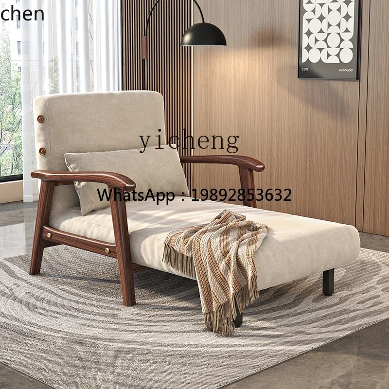 all-solid wood sofa chair folding dual-purpose single leisure recliner multi-function