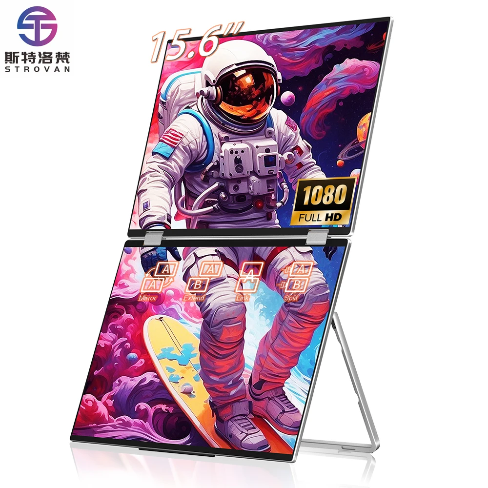 New 15.6 Inch 1080P Portable  Portable  Dual Laptop Extender External Triple Screen Display