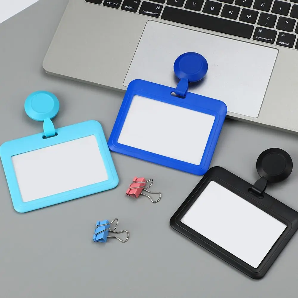 Transparent ID Card Holder Badge Reel Staff Work Retractable Card Cover Multicolor Bus Card Name Badges Holder Bank Business