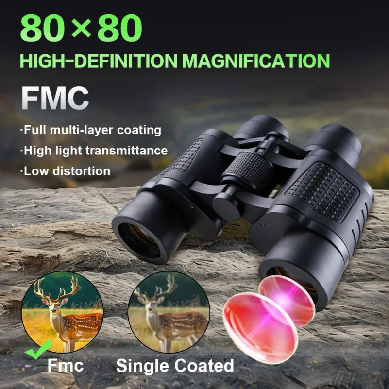Professional Binoculars 80X80 Long Range 15000m HD Telescope Low Light Night Vision for Hunting Camping Hiking Trave Sports