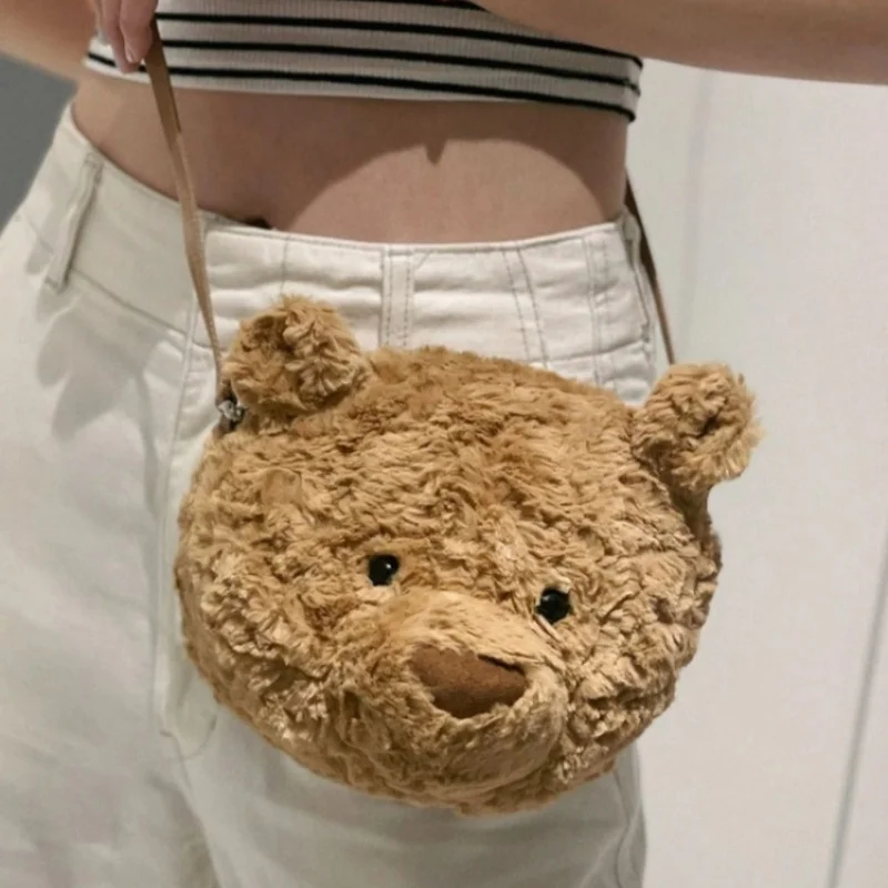 Sac à dos d'ours en peluche de Barcelone, sac de tête d'ours en peluche de dessin animé super mignon, sac de beauté au beurre, jouet en peluche pour étudiant féminin, nouveau, 2025