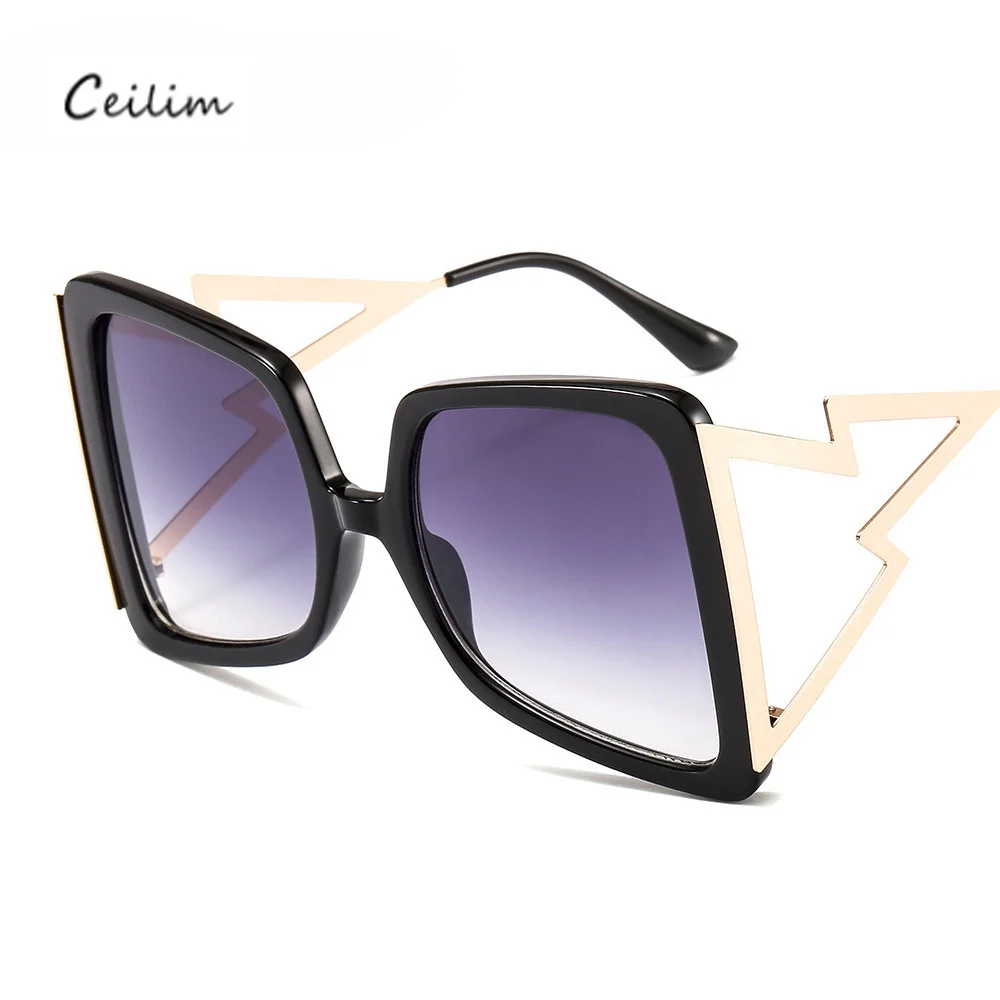 

Popular Sunglasses Women Lenses Eyewear New Luxury Brand Big Frame Gradient Outdoor Sun Glasses Oversize Square Summer Eyepieces