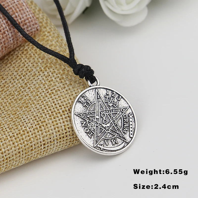 Tetragrammaton Pentacle Pentagram Pendant Charm Necklace for Men Wiccan Talisman Pagen Amulet Vintage Jewelry