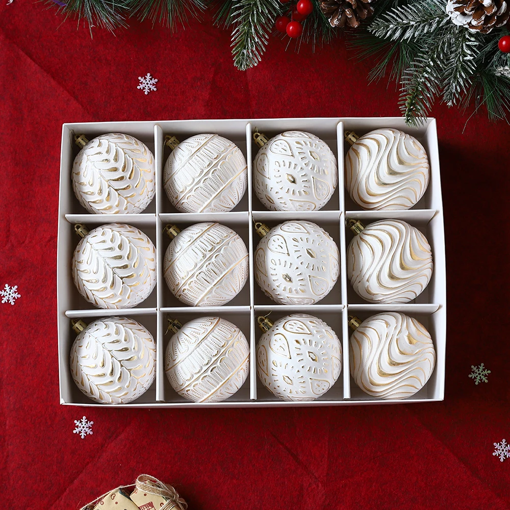 12 قطعة/المجموعة الذهب خمر كرات عيد الميلاد الحلي الذهب الأبيض شجرة عيد الميلاد معلقة المعلقات عيد الميلاد السنة الجديدة ديكور الحفلات نافيداد #3