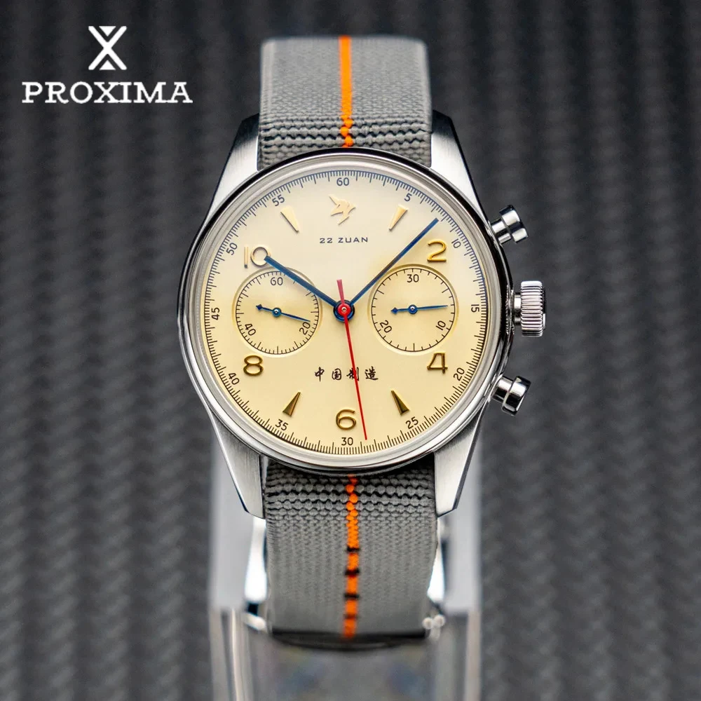 Proxima PX1716 39MM Men Chronograph Mechanical Wristwatches Sapphire Glass Modify ST1902 Movement Military Pilot Clock