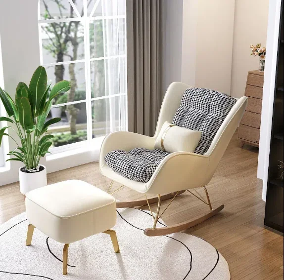

-Modern Luxury Sofa Set Furniture Living Room Lazy Recliner Chair Nordic Rocking Chair Recliner Rocker Sofa Single Rocking Chair