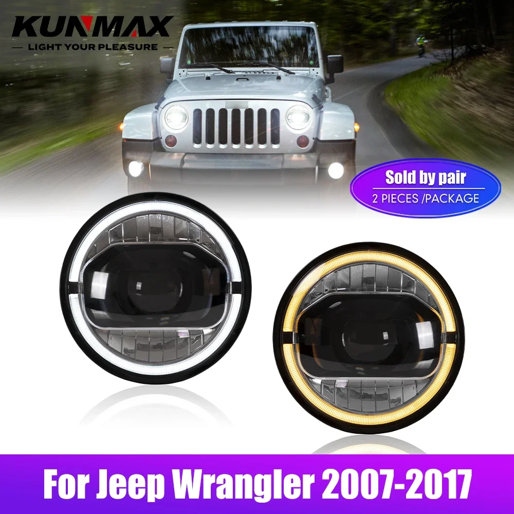 Pair Of LED Car Headlight Assembly For Jeep Wrangler 2007-2017 Headlights DRL Tuning Signal Plug And Play Front Head Lamp