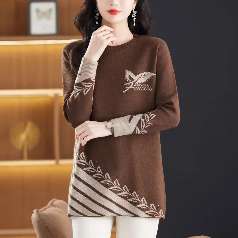 

New Autumn and Winter Fashionable Knitted Sweater Mid-length Slim Loose Versatile Bottoming Shirt