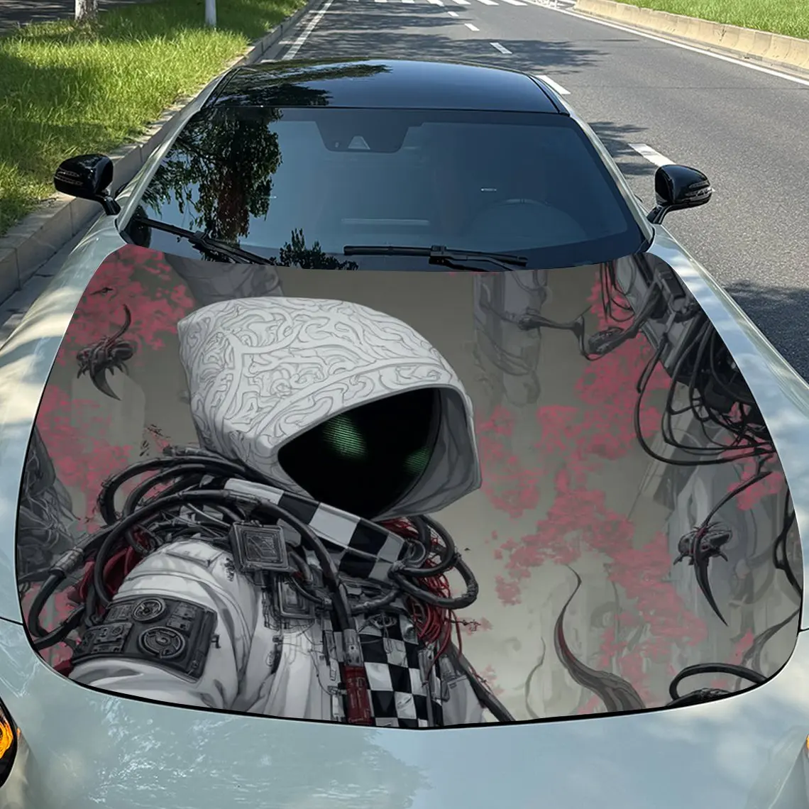 Cyberpunk Mysterious Characters Car Hood Sticker, Waterproof Self-adhesive And Easy To Peel Off, Suitable For All Car Models-car