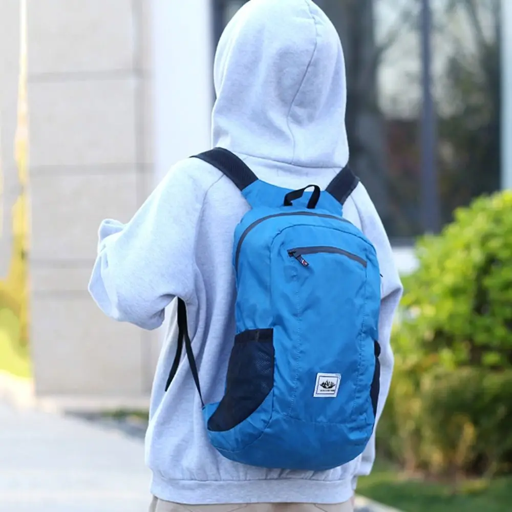 

Simple Large Capacity Foldable Backpack Waterproof Zipper Mountaineering Bag Folding Shoulders Bag Lightweight Nylon Bag Cycling
