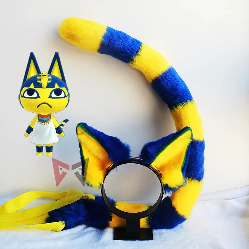 

Новый обруч для волос с кошачьими ушками, хвост Анха из Animal Crossing, аксессуары для косплея на Рождество, Хэллоуин, индивидуальный заказ