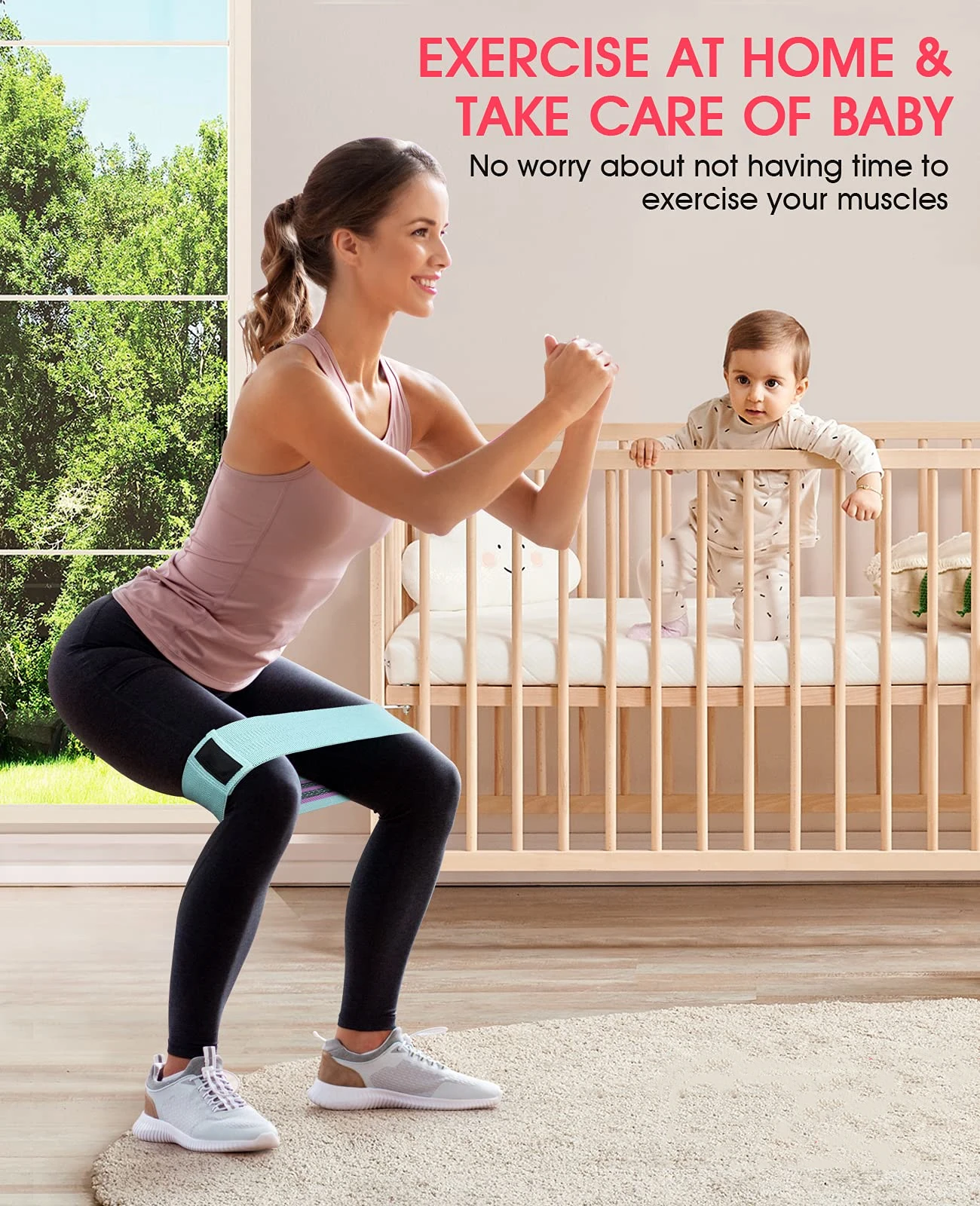 Resistance Bands for Legs and Butt Fabric Exercise Loop Ring Yoga Pilates Fitness and Home Gym Workout Strength Bands for Booty image 5