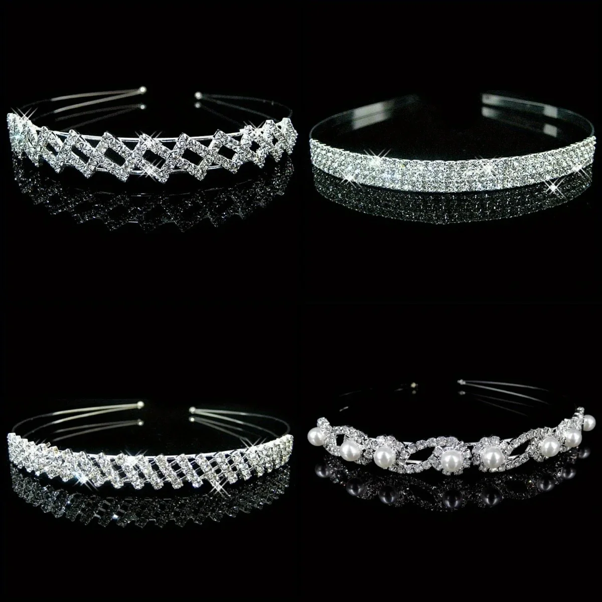 

Elegant Rhinestone Pearl Headband for Women Girls Wedding Bride Hair Hoop Hollowing Party Hairbands Headwear Hair Accessories