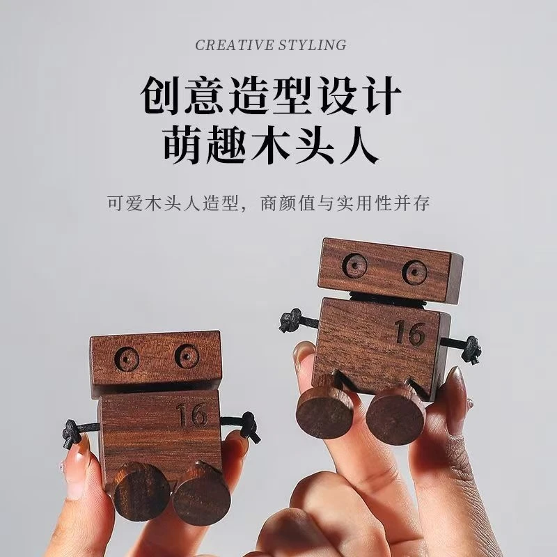Wooden Robot Walnut Car Vent Aroma Diffuser Flameless Leg Shaker Cute Car Interior Decor For Women And Teens Christmas Gift