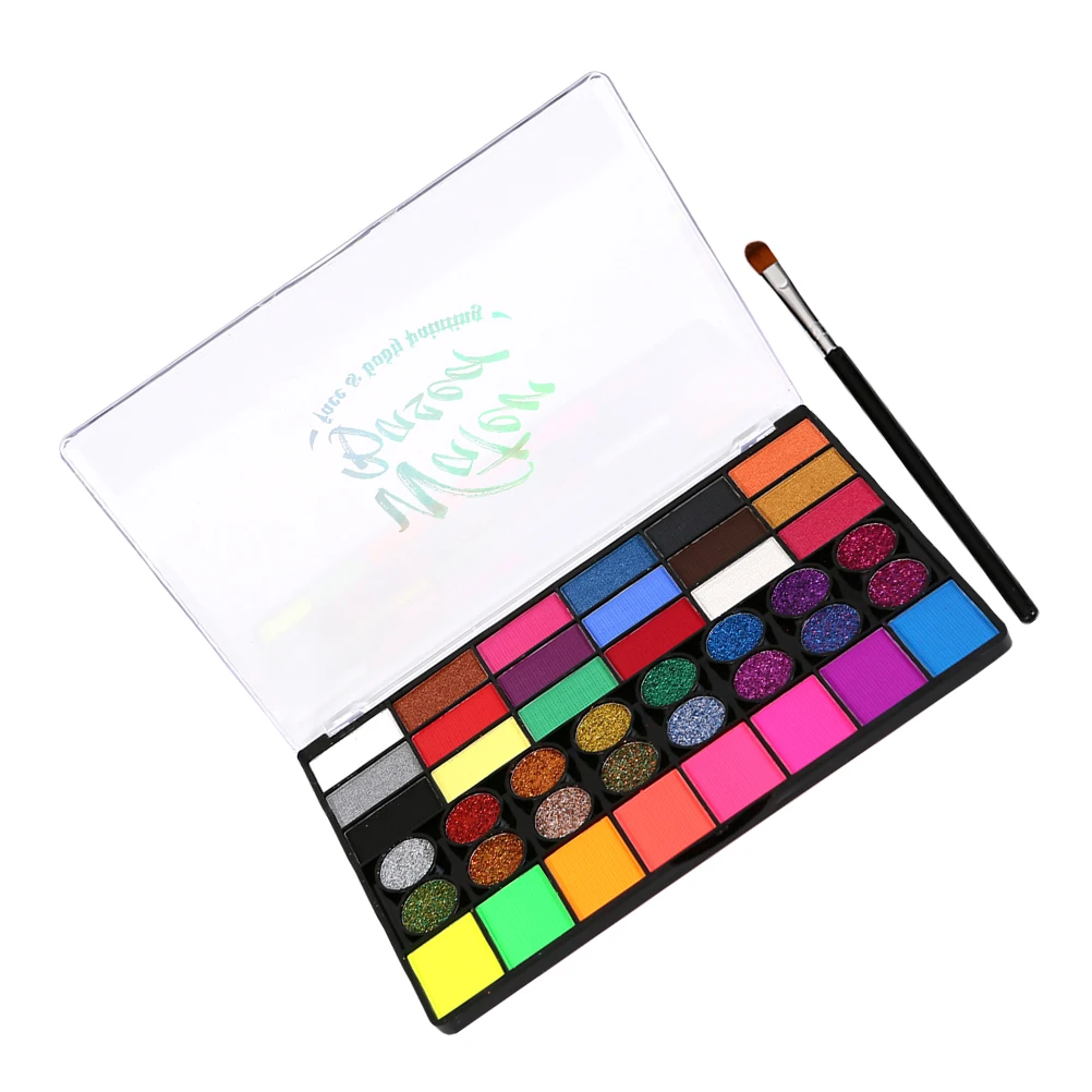 

42 Color Body Painting Set Water Soluble Face Paints Kids Adult Festival Performance Makeup Pigment Kit NK4201 Brush Included
