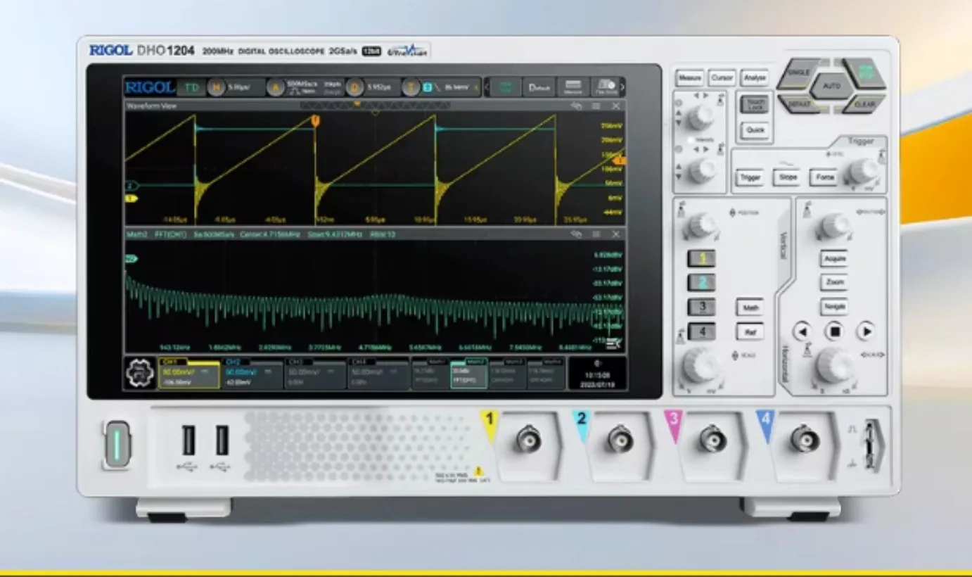 1PC RIGOL DHO1204 Digital Oscilloscope: 200MHz Bandwidth, 4 Analog Channels, 12-bit Vertical Resolution #XING