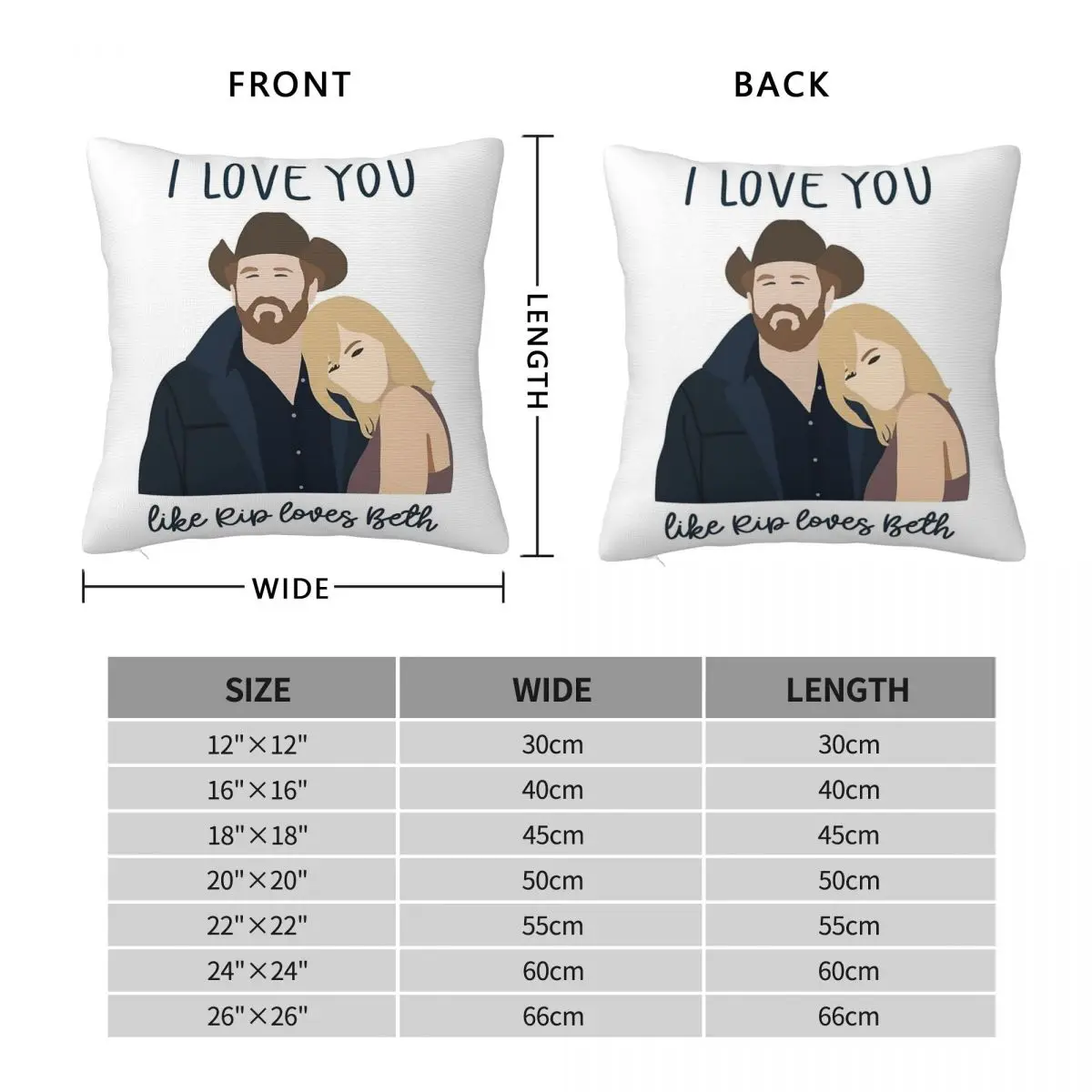 Yellowstone Rip & Beth Square Pillowcase Polyester Linen Velvet Creative Zip Decorative Home Cushion Cover Wholesale