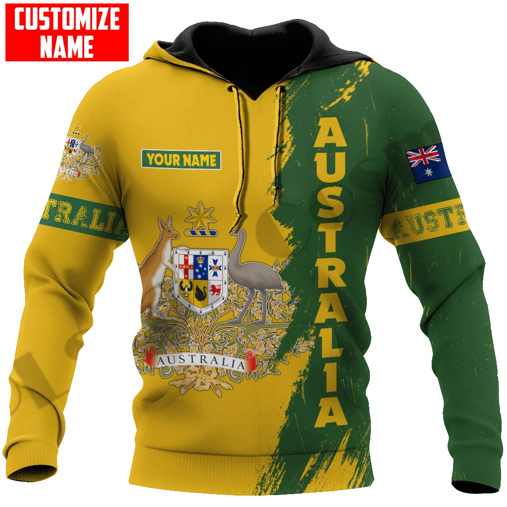 PLstar Cosmos 3Dprint Newest Australia Flag Custom Name Art Harajuku Streetwear Causal Unique Unisex Hoodies/Sweatshirt/Zip A-5