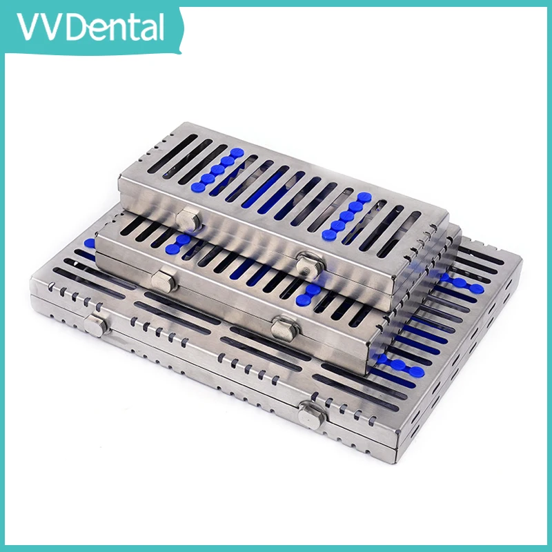 

VVDental Dental Sterilization Rack Stainless Steel Autoclavable Sterilization Box File Burs Disinfection Box Dentist Tools