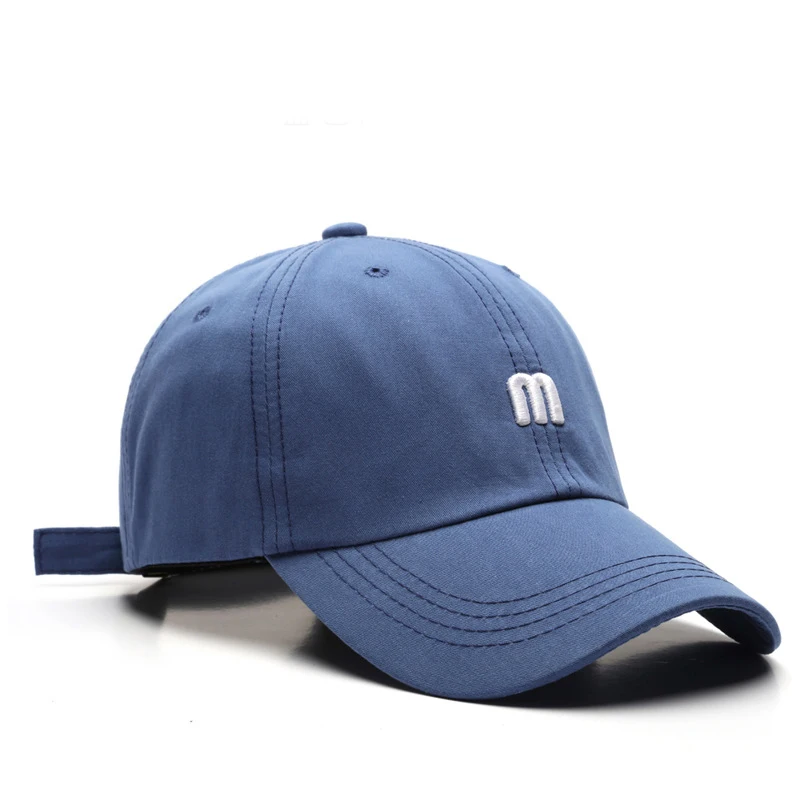 M-Buchstabe bestickte Entenschnabelkappe, vielseitiger Herren-Sonnenhut mit geschwungener Krempe und weichem Oberteil, modische und einfache Damen-Baseballkappe