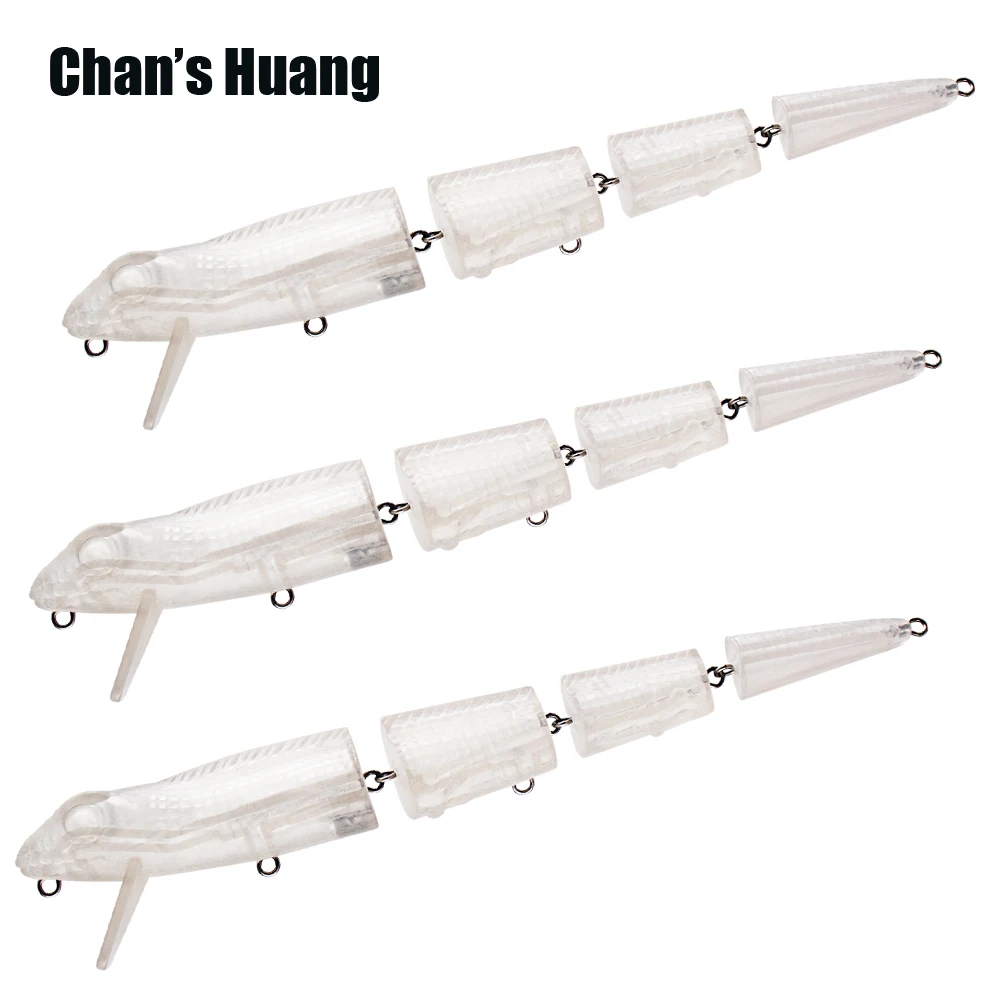 

Chan's Huang 4PCS Unpainted Lisard Fishing Lures 8.66INCH 1.86OZ Floating Artificial Snake 3 Joints Bait Cabrite Swimbait Blanks