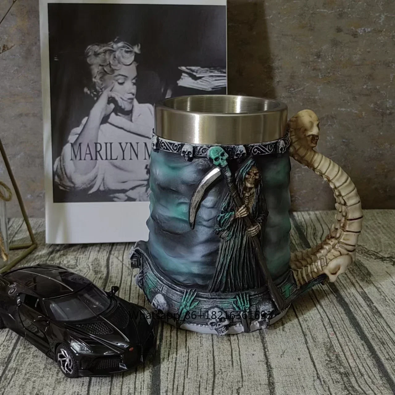 Creative large capacity Phantom Vincent 304 stainless steel resin beer, high-end tea cups, personalized wine glasses