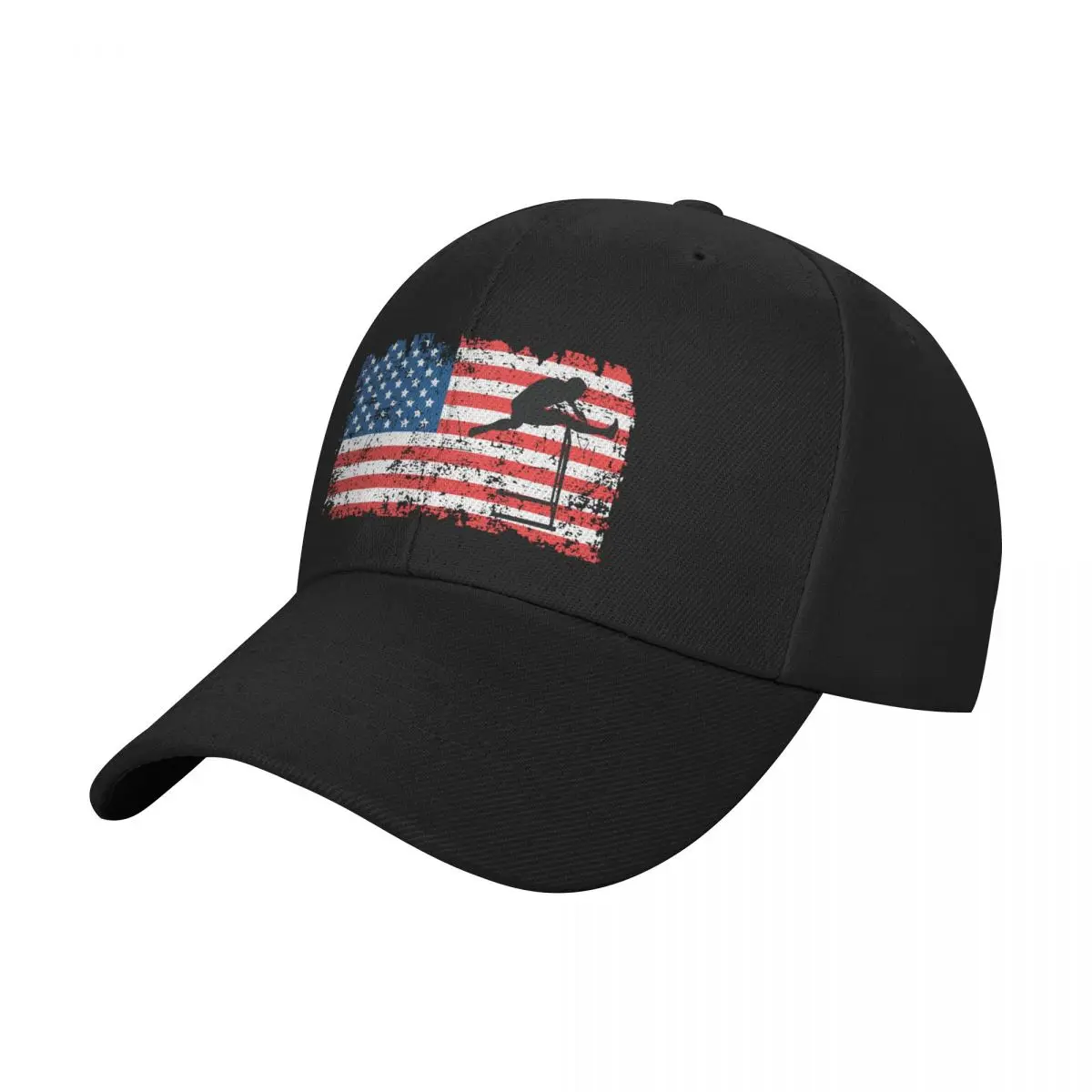 Hurdling, Hurdles, American Flag, July 4th Baseball Cap Hat Man Luxury Snapback Cap Hat Man For The Sun Women Hats Men's