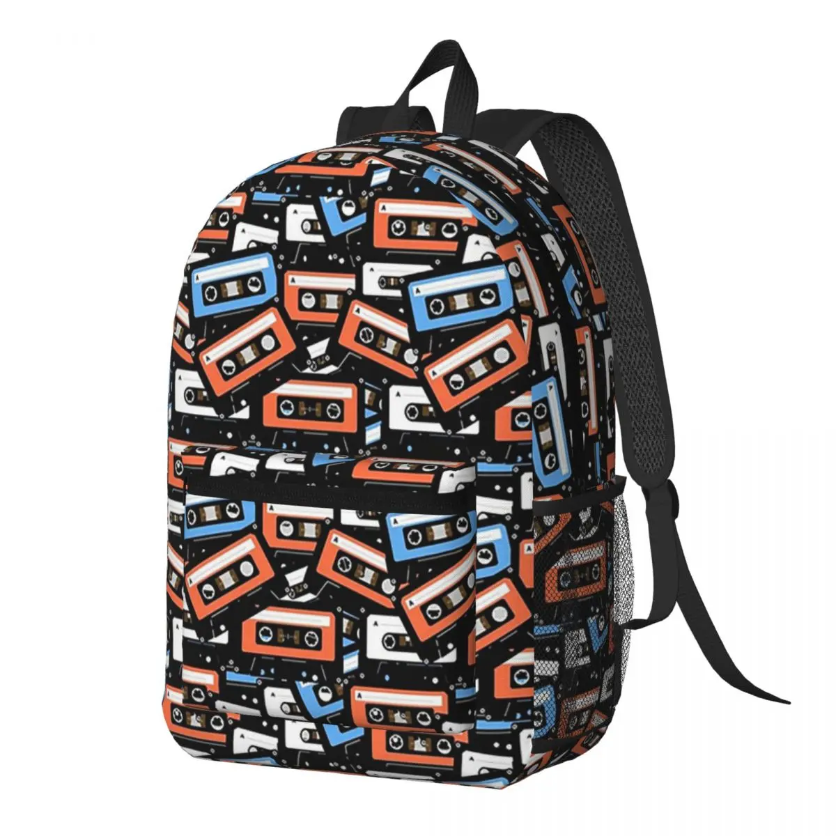 

Compact Cassette Cartoon Pattern Backpack Daypack Large Capacity Kids BookBag School Bag Shoulder Bags for Men Women