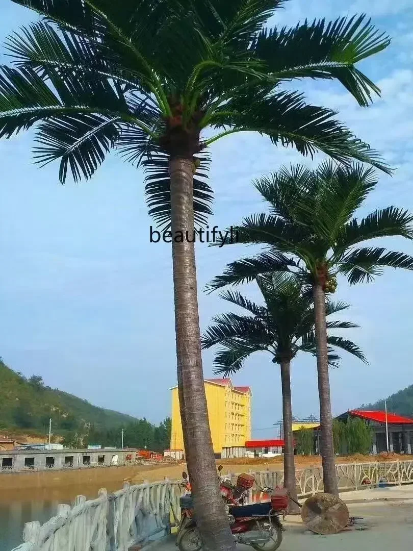 TTT  Imitation Coconut Tree Large Palm Tree Indoor and Outdoor Green Plant Landscape Floor-Standing Decorations Fake Coconut T
