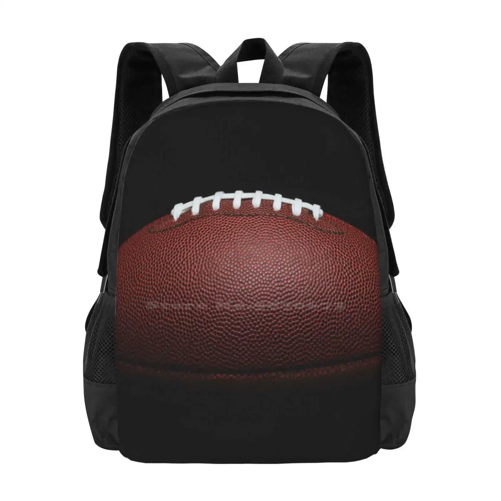 

Football School Bag Big Capacity Backpack Laptop American Football Sport Textured Leather Close Up No People Black Background
