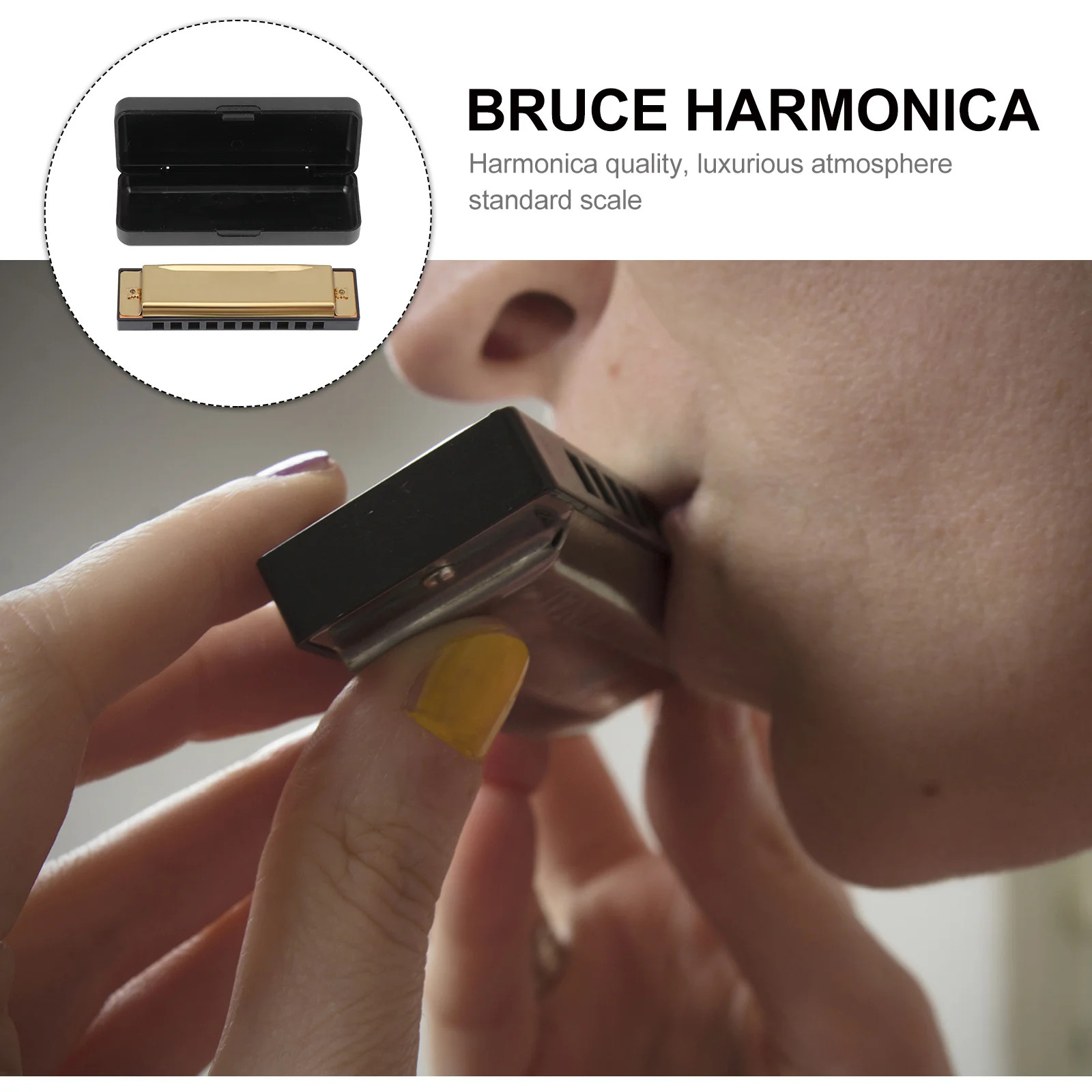 

1 pc Portable 10-Hole 20-Tone Blues For Gift Metal Musical Instrument Tool Key Of G Practical Harmonica Beginner Folk