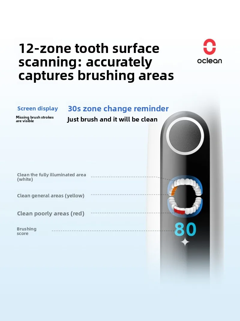 فرشاة أسنان كهربائية صغيرة من OCLEAN X Pro 20 AI للأزواج البالغين، اهتزاز بطيئة أوتوماتيكي بالكامل IPX7 X Pro 20 #5