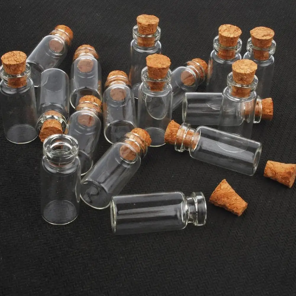 10 pcs Cork Stopper Glass Bottles Vials Jars Container 24x12mm Size A3N5