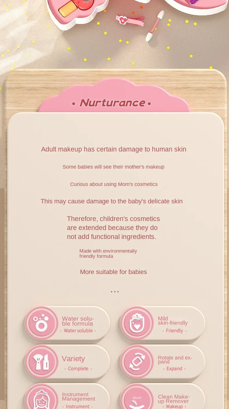 Make-up-Box mit Drehöffnung, Kosmetikspielzeug für kleine Mädchen, Prinzessinnen-Make-up-Set zur Förderung von Kreativität und Fantasie – Detail 2