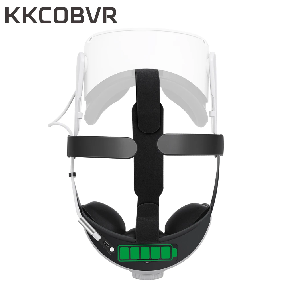 KKCOBVR Q2 Head Strap with 6800 mAh Battery for Oculus Quest 2 Adjustable Design Enhanced Support and Comfort VR Accessory