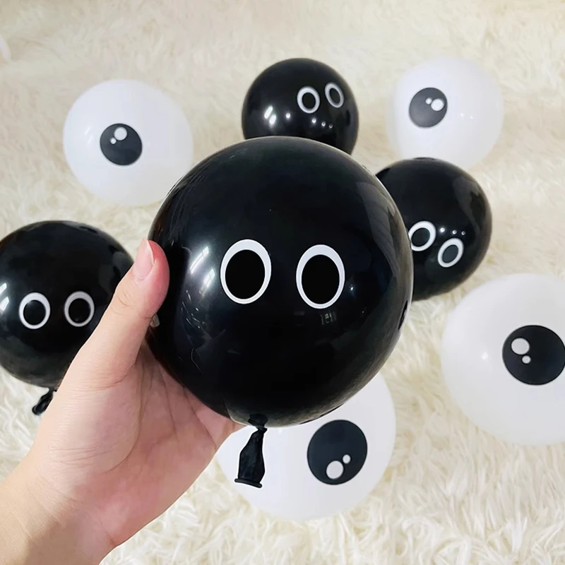 10/20/30 Pieces 5-Inch Animal Thickened Eye Latex Black And White Top Smiling Face Balloon Cartoon Character Decoration