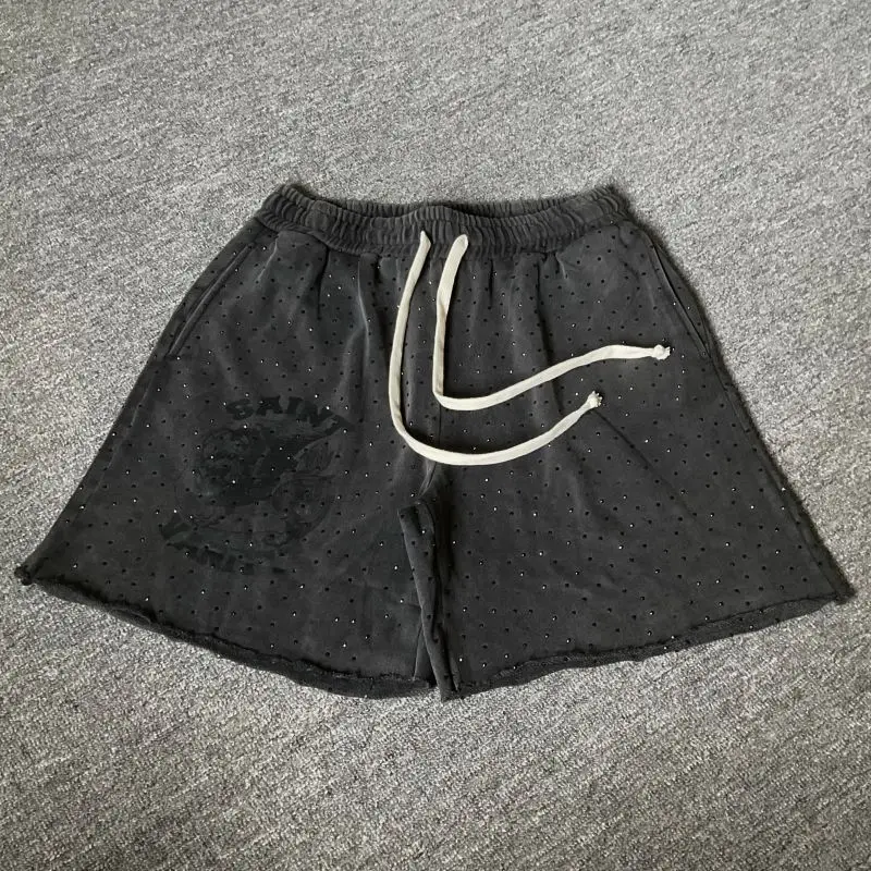 십대를 위한 다이아몬드 프린팅 스트링 루즈핏 스트레이트 레그 캐주얼 팬츠가 있는 레트로 아메리칸 웨이드 코튼 오트